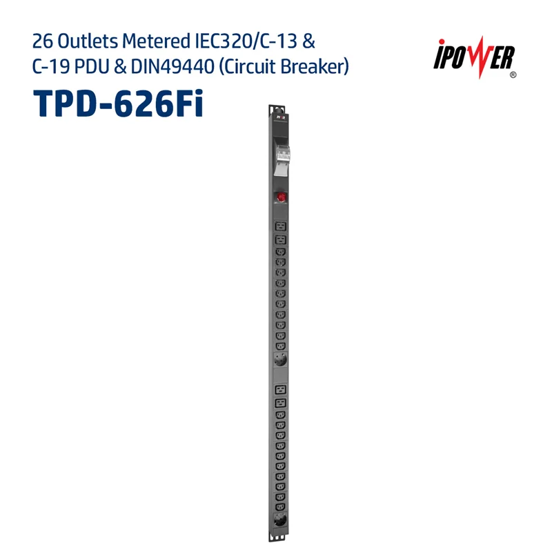 پی دی یو ( پاور ) Metered IEC320 C13-C19&DIN49440  با 26پریز- مدل TPD - 626Fi (قطع کننده مدار و ال سی دی 7 قسمتی)