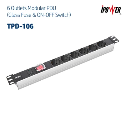پی دی یو ( پاور ) بیسیک با 6 پریز با ( فیوز شیشه ای و سوییچ روشن/ خاموش ) – مدل  TPD - 106