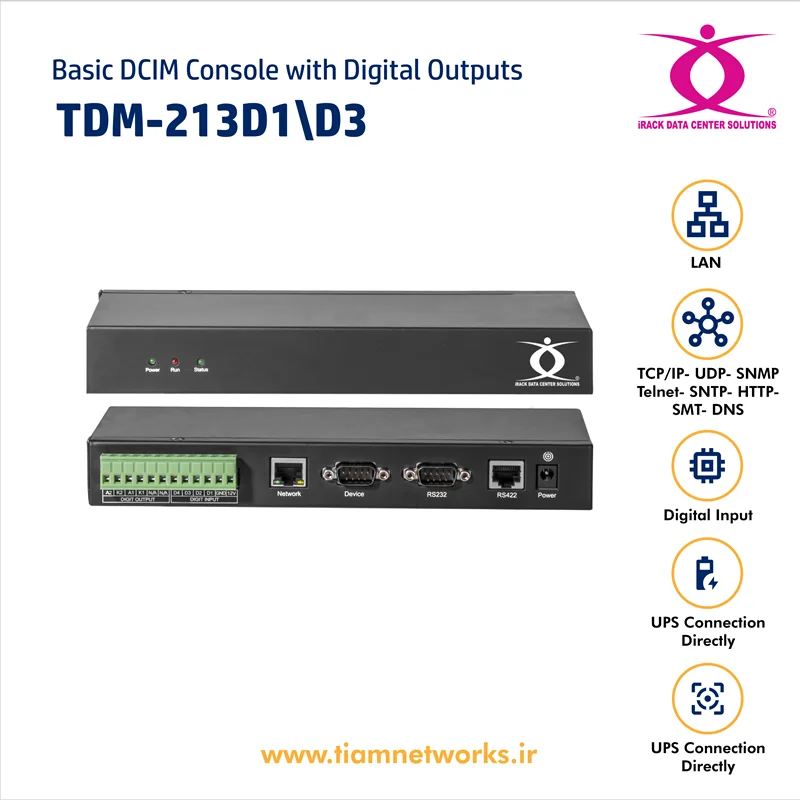کنسول ساده مدیریت زیرساخت مرکز داده دارای خروجی های دیجیتال – مدل  TDM – 213D1-D3