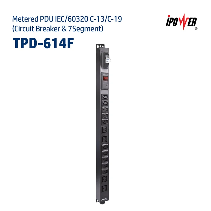 پی دی یو ( پاور ) Metered IEC60320 با 14 پریز- مدل TPD - 614F (قطع کننده مدار و ال سی دی 7 قسمتی)